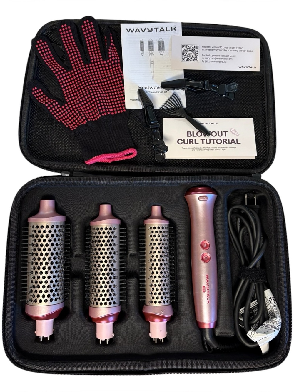 WAVYTALK Pink 4-Piece Hot Air Brush Set